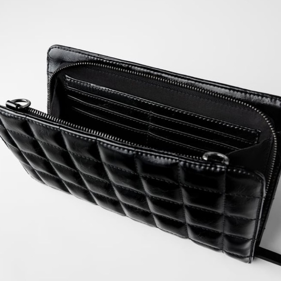 Zara black quilted triple crossbody wallet - Picture 6 of 13